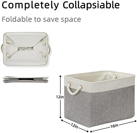 Large Fabric Collapsible Cube Storage Baskets for Organizing 16x12x12