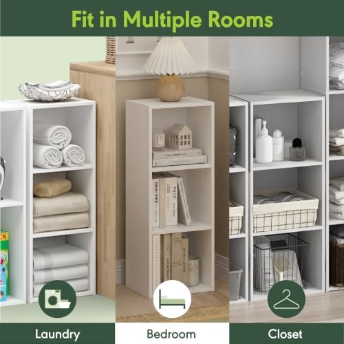 Furinno Pasir 3-Tier Book Shelf with Open Shelves, Plain White