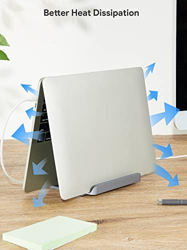 JARLINK 2-in-1 Vertical Laptop Stand, Adjustable Aluminum Desk Dock, Gray