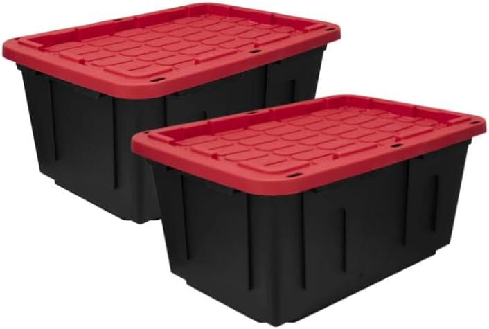Storage Bins with Lids, 27 Gal 2-Pack Stackable Plastic Totes