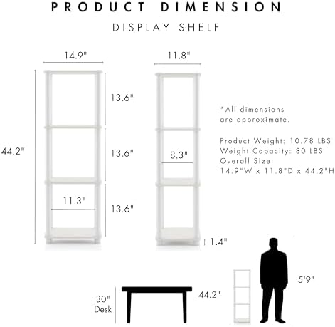 Homes: Inside + Out Apexa Modern 4-Tier Narrow Shelving Units, Collectibles Display Shelves, Easy Assembly Standing Shel