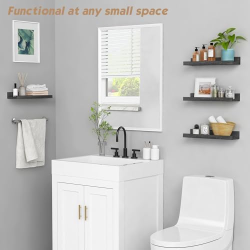 Forbena Black Picture Ledge Shelf, Floating Shelves with Lip for Wall, Small Wall Shelves for Bathroom Bedroom Kitchen O