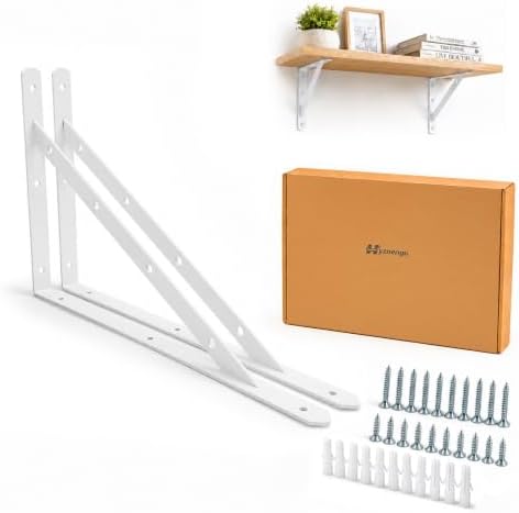 Shelf Brackets Heavy Duty, 2 Pack White 20 inch Floating Shelf Bracket, Max Load 300 lbs of Metal Triangle Decorative Sh