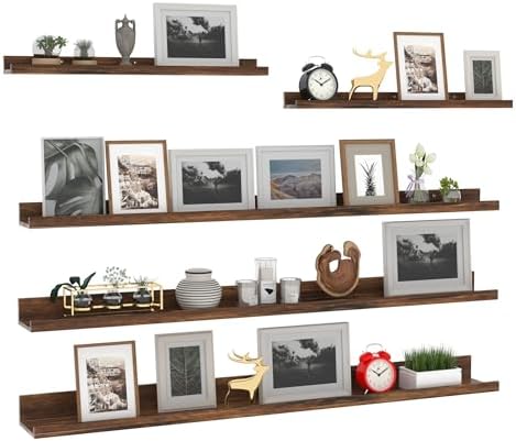 Giftgarden 47 Inch Long Floating Shelves for wall Set of 5, Rustic Wood Wall Shelves for Bathroom, Bedroom, Kitchen, Liv