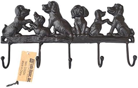 Lulu Decor Cast Iron 5 Dog Key Hooks, Ideal for Dog Lovers Heavy Duty Hooks, Decorative Hooks - Wall Mount Leash Holder for Wall Storage - Stylish Key Holder (Antique Black)