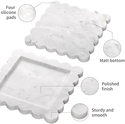 Square Marble Decorative Tray, Carrara White, 8 * 8