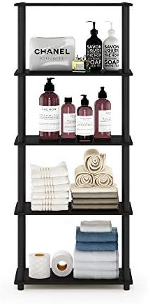 Furinno TURN-N-TUBE Storage Shelves, 5-Tier Book Shelf, Corner Shelf, Toolless Open Shelves, for Organization and Storag