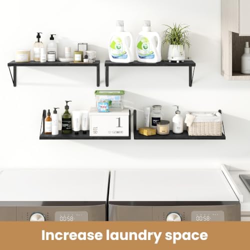 Heimlove Floating Book Shelves for Wall,23.6 Inches Wall Bookshelf Mounted Display&Storage Wood Shelves for Kitchen Bath