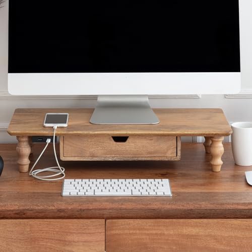 Anji Mountain Monitor Stand for Desk - Desktop Organizer & Laptop Riser, Ergonomic Monitor Riser, Space-Saving, Durable,