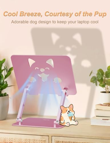 Aoviho Aluminum Laptop Stand for Desk Fit for All 10"-17.3" Laptops, Pink