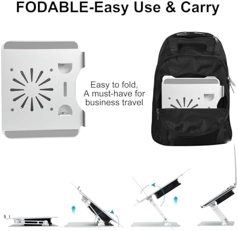 Adjustable Laptop Stand with Cooling Fan, Aluminium Alloy Multi-Angle Computer Holder for Desk, Portable Notebook Metal 