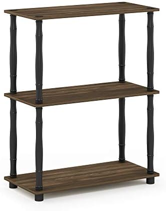 Furinno TURN-N-TUBE Storage Shelves, 3-Tier Book Shelf, Corner Shelf, Toolless Open Shelves, for Organization and Storag
