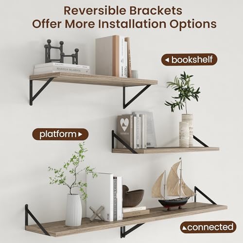 Axeman 12 Inch Deep Grey Floating Shelves 30 Inches Long