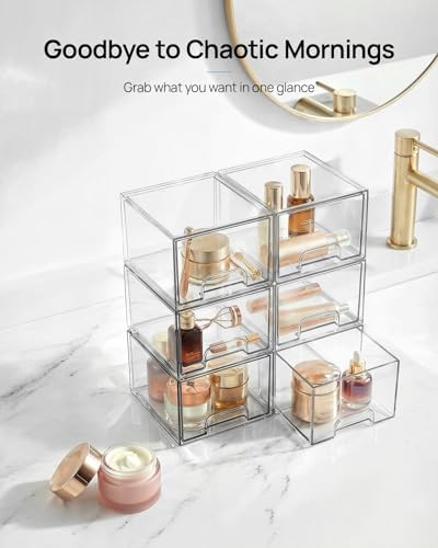 Vtopmart 10 Pack Small Clear Stackable Storage Drawers