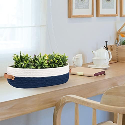 Set of 2 Toilet Basket,Woven Storage Basket for Toilet Tank Top Farmhouse Home Decor Organizing Baskets 13"x5.9"x4" Navy