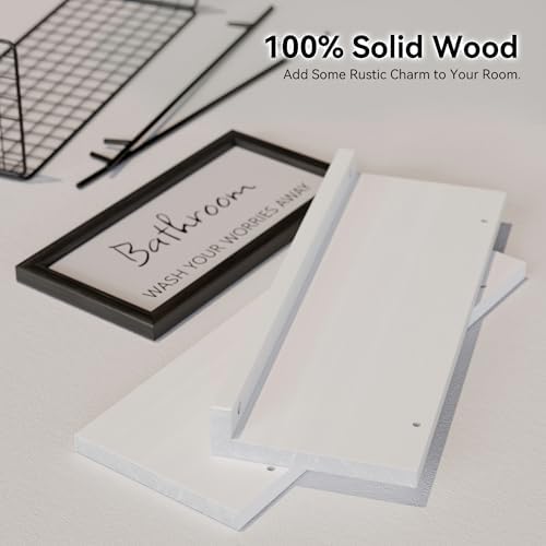 WOPITUES Floating Shelves for Bathroom Decor Art, Modern White
