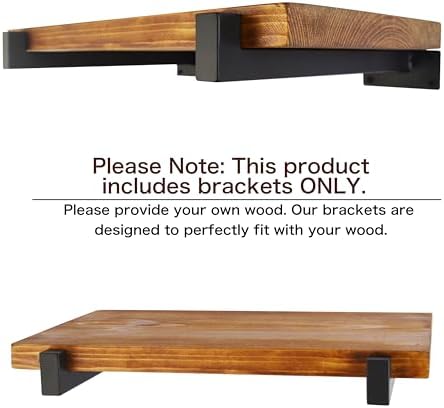 EZYDECOR Shelf Brackets Black Brackets for Shelves with Lip 10 Inch 6 Pack