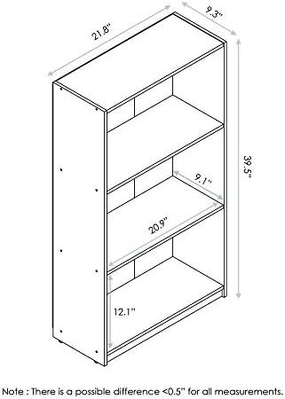 Furinno Basic 3-Tier Book Shelf with Open Shelves, Pink