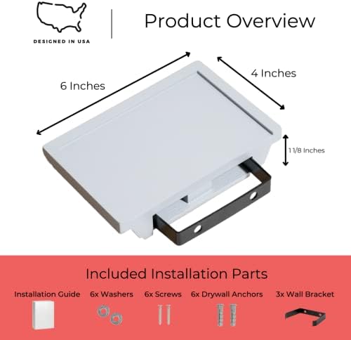 Small Floating Wall Shelf, Mini 4 x 6 in, Gray - 3 Pack