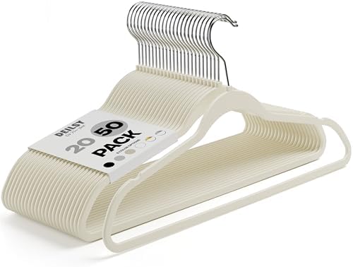DEILSY™ Non-Velvet Thin Hangers Space Saving Ivory Hangers 50 Pack