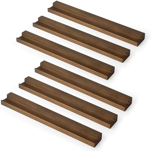 RICHFOCUS Vinyl Wall Mount, 6 Pack Solid Wood Record Shelf, Album Record Holder Display, 12 inch Floating Shelves for Wa