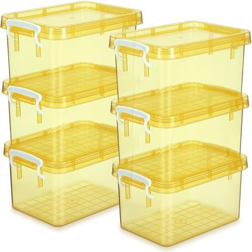 Wenqik 6 Pack Colorful Plastic Storage Bins with Lids, Yellow