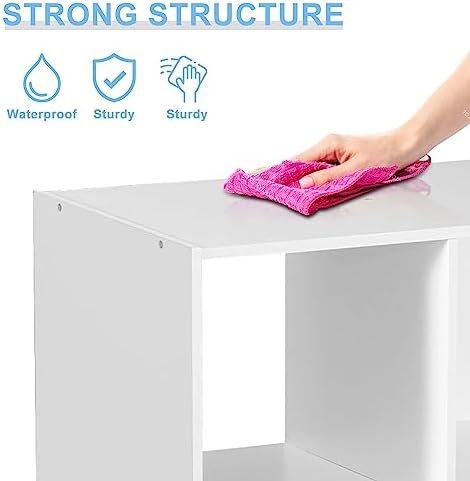 SUPER DEAL 12-Compartment Open Shelf Bookcase, 47 inch Wide Cube Storage Cabinet Wood Cubical Bookshelves Display Unit w