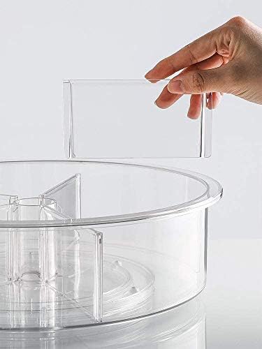 Slideep Plastic Round Lazy Susan Rotating Turntable Food Storage Container for Cabinet, Pantry, Refrigerator, Countertop
