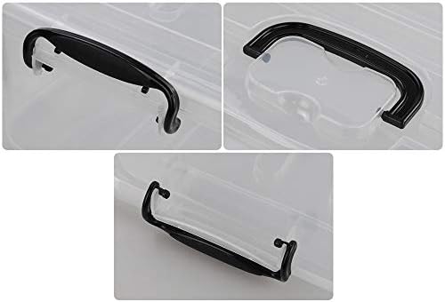 8 L Plastic Storage Boxes, Clear Storage Bin with Handle, 2-Pack