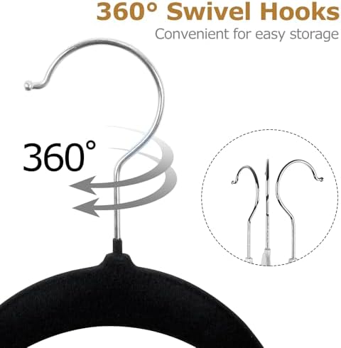 SUPER DEAL Velvet Hangers 100 Pack, Premium Clothes Hanger Slim Non-Slip Notched for Suit Coat Pants Dress 360 Degree Swivel Space Saving Heavy Duty for Closet, Black