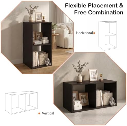 WannabeMyself【Easy Assembly】 2 Cube Storage Organizer with Anti-Tipping Kits,Reversible Open Back Book Shelf, Bookcase f