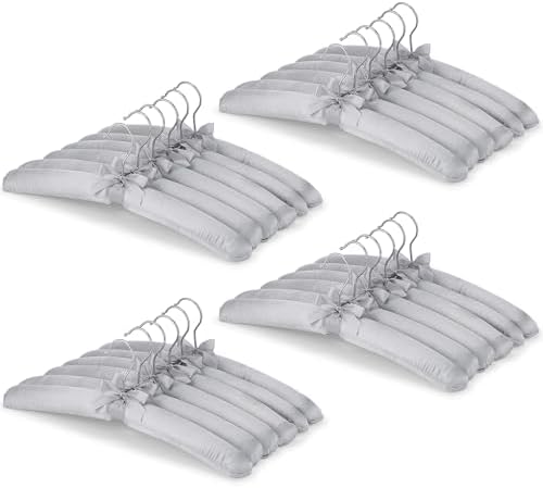 Jetec 24 Pack Satin Padded Hangers for Women Clothing 15",Grey