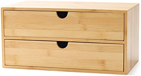 Bamboo Desk Drawer Organizer, Desktop Organizer with Drawers(2 Drawers)