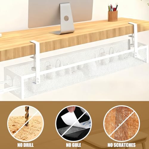 Under Desk Cable Management 27 inches Metal Cord Organizer No Drill Wire Management and Cord Organizer for Home Office S