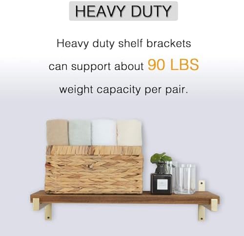 OVOV 4 Pack Heavy Duty Shelf Brackets 8 Inch Metal Shelf Supports Gold