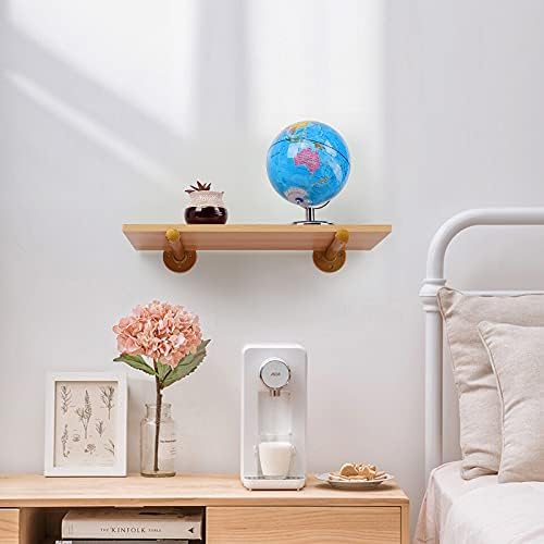 Gold Pipe Shelf Brackets 10 Inch, Industrial Metal Wall Brackets, Set of 4
