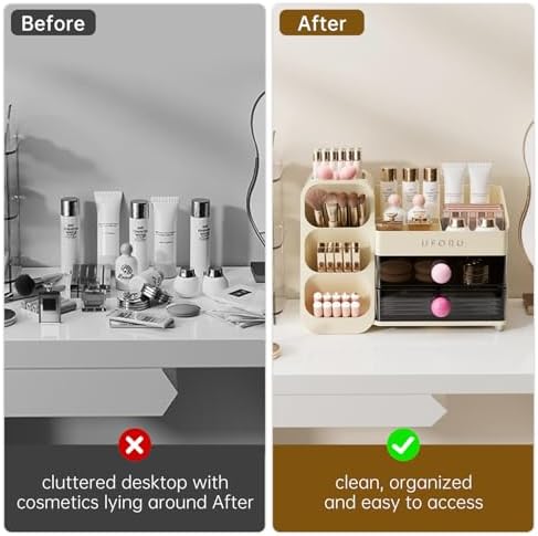 UFORU Makeup Organizer Countertop with Brush Holder for Vanity Bathroom