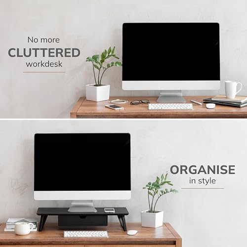Anji Mountain Monitor Stand for Desk - Desktop Organizer & Laptop Riser, Ergonomic Monitor Riser, Space-Saving, Durable,