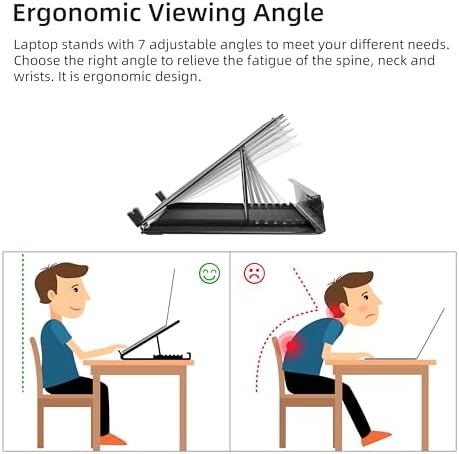 DESIGNA Metal Mesh Ventilated Adjustable Laptop Stands Computer Notebook Holder Stand Riser Compatible with Apple MacBoo
