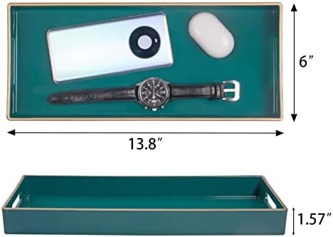 MAONAME Green Bathroom Vanity Tray, Rectange Toilet Tank Trays with Handles