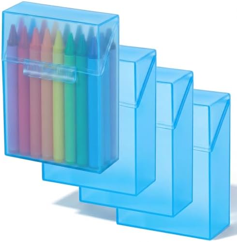Clabby 4 Pcs Clear Plastic Crayon Boxes Hold 24 Count, Blue