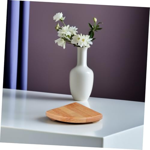 2pcs Fan-Shaped Corner Shelf 6-Inch Rubberwood Wall Mounted Floating Storage Rack for Bathroom Bedroom Kitchen Organizat