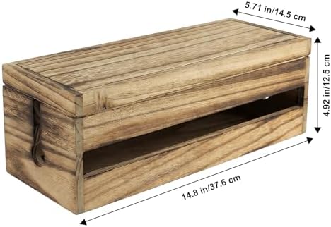Changsuo Cable Management Box Wooden Cord Organizer Box for Extension Cord Power Stripe Surge Protector Wire Management 