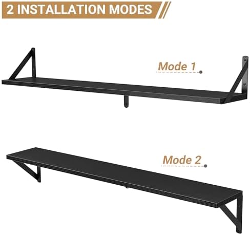 Heimlove Floating Shelves for Wall, 36 Inch Long Wood Floating Bookshelf Set of 3, Wall Mounted Hanging Shelf for Bathro