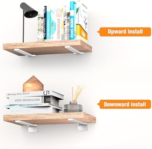 White Floating Shelf Brackets 12 inch 6 Pack L Brackets for Floating Shelves Metal Heavy Duty Shelf Bracket for DIY Shel