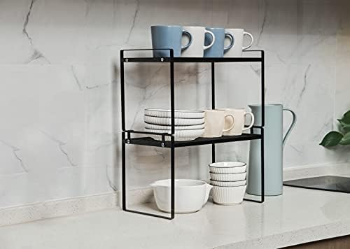 Shantton Cabinet Shelf Organizer, Pantry Shelf Rack, Black 16x8.3x9.5