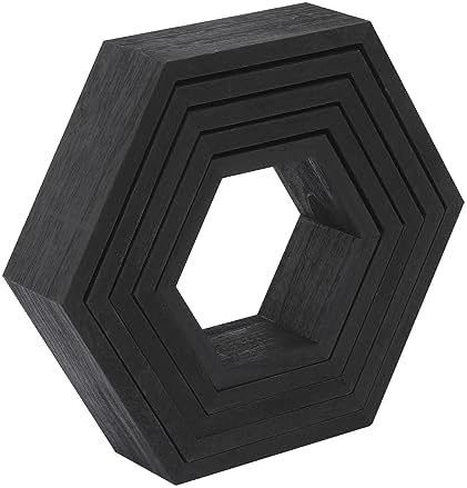 WONFUlity Hexagon Floating Shelves, Hexagonal Shelf Wall Mounted Storage