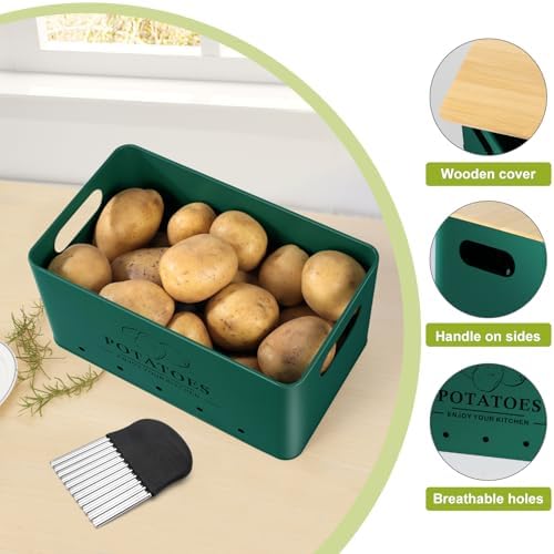 Kitchen Vegetable Storage Set of 3, Metal Onion Garlic Potato Storage Set, Kitchen Canisters Vegetable Keeper Containers