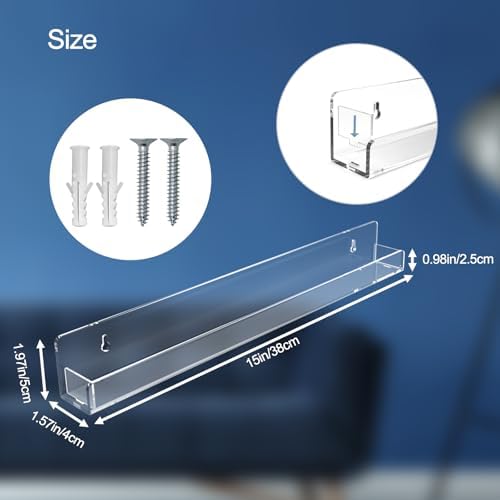 6 Pack Clear Acrylic Nail Polish Rack 15" L x 1.6" W x 2" H