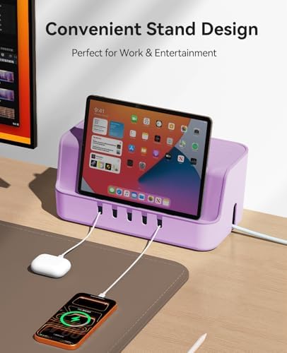 ORICO Cable Management Box with Phone Stand Lid, Large Cord Organizer Case for Hiding Power Strips & Surge Protectors, H